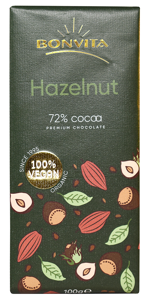 Chokolade Mørk, Hasselnød  72% kakao, Økologisk